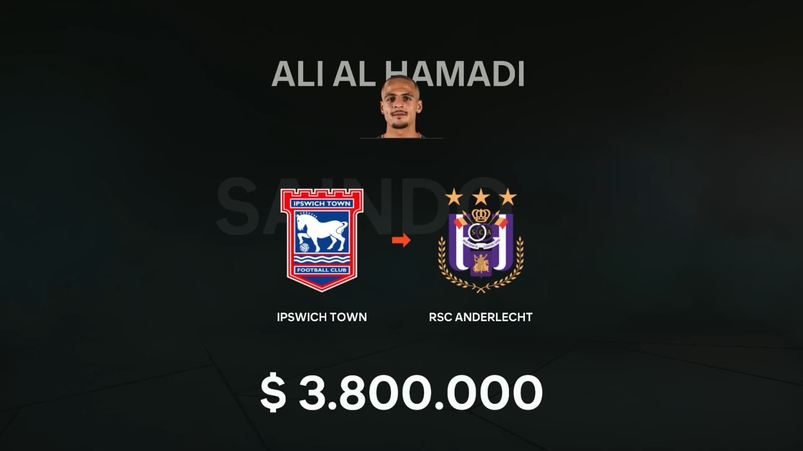 O {@}[Ipswich Town](68e2b8b253b933facf635899) confirmou a saída de Ali Al-Hamadi. O atacante se despede do Portman Road e ruma ao futebol…