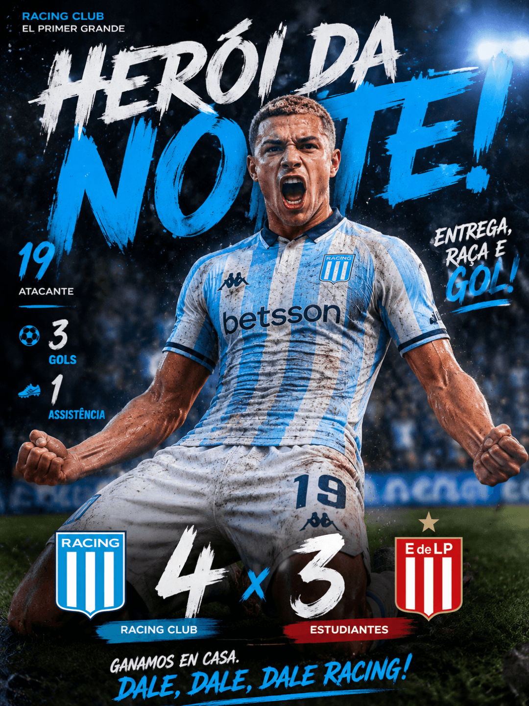 GANHAMOOOOOOS😜⚽🔥 Depois de muita dedicação e treinamento eu consegui. Três gols e uma assistência, terminando sendo o melhor da partida