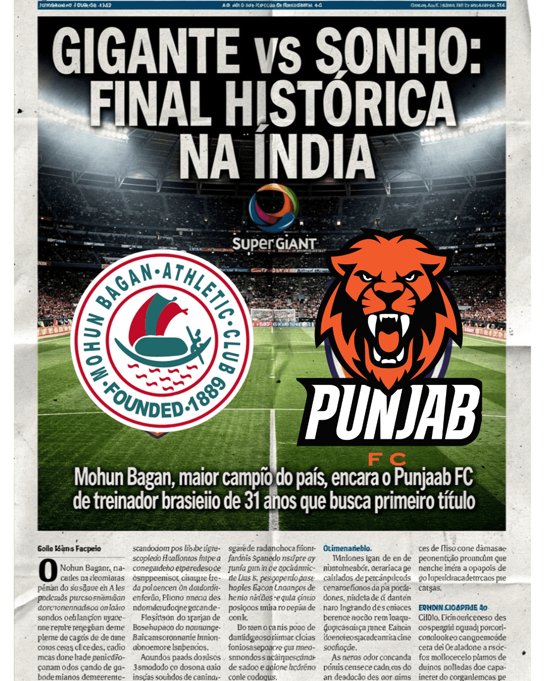 Grande finalissima 🔥 De um lado Mohun Bagan maior time da Índia, multicampeão Do outro Punjab Fc um clube que subiu a pouco para primeir…