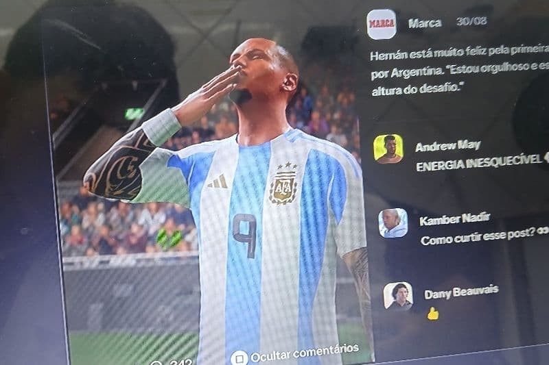 Fico feliz pela primeira vez vestindo a camisa da Argentina 💙🤍