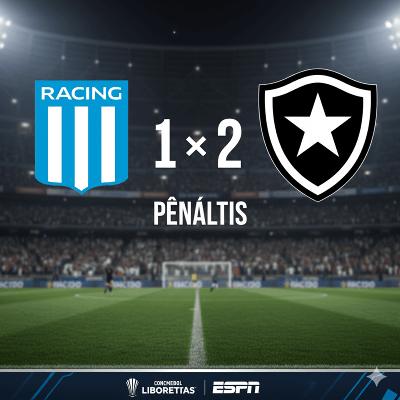 Fim dos 90 minutos! O Botafogo vence por 1x2 no tempo regular. Vamos Racing! A torcida a acredita 🔥🔥🔥