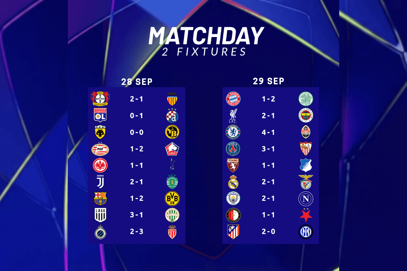 🌟 2 FIXTURES of #UCL