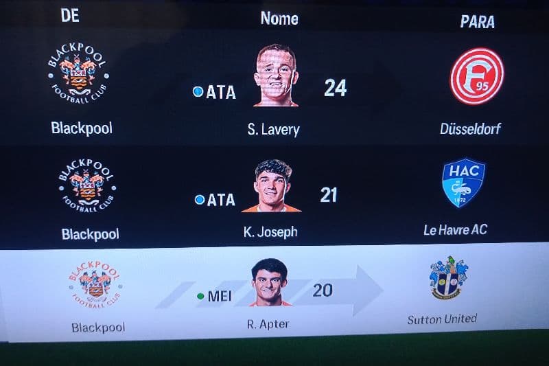 Transferências do Blackpool