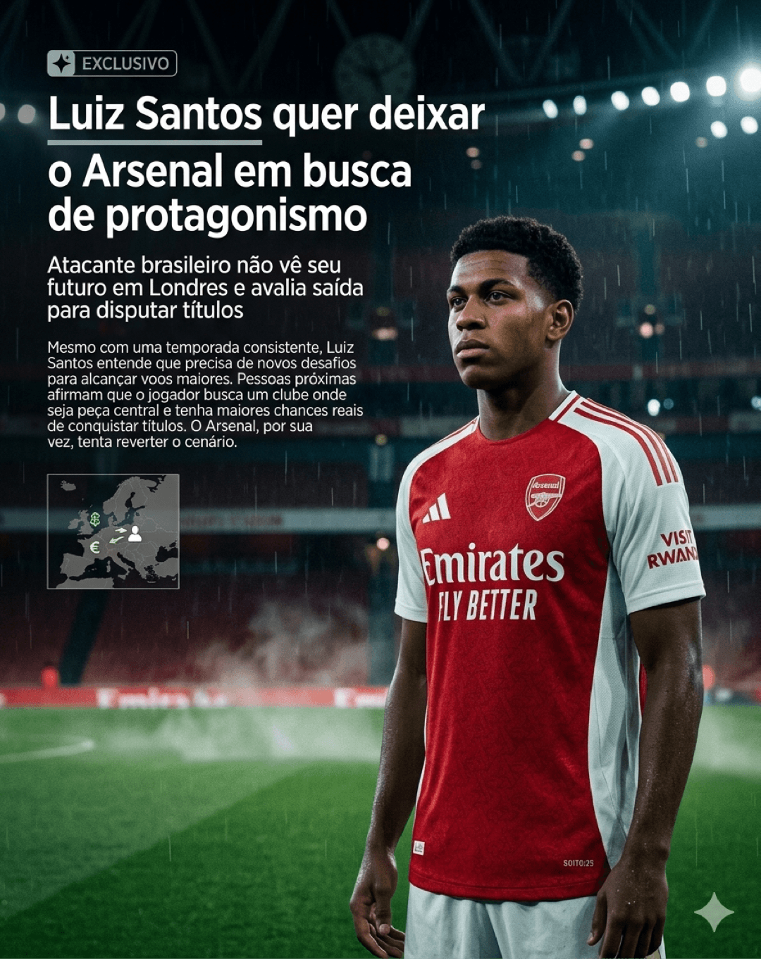TNT SPORTS🗞️ L. Santos quer mais protagonismo e entende que nesse momento não tem o reconhecimento devido na equipe do Arsenal, e busca …