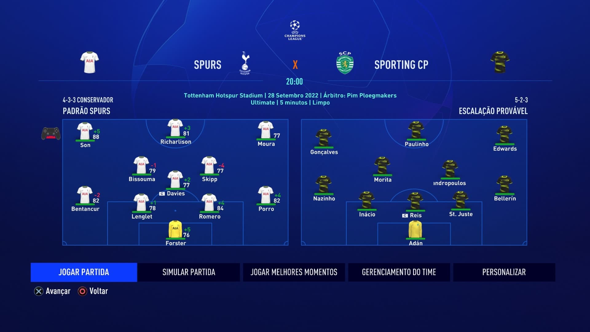 La formazione per la partita contro lo Sporting. Forza Tottenham, alla ricerca dei 3 punti in Champions League!
