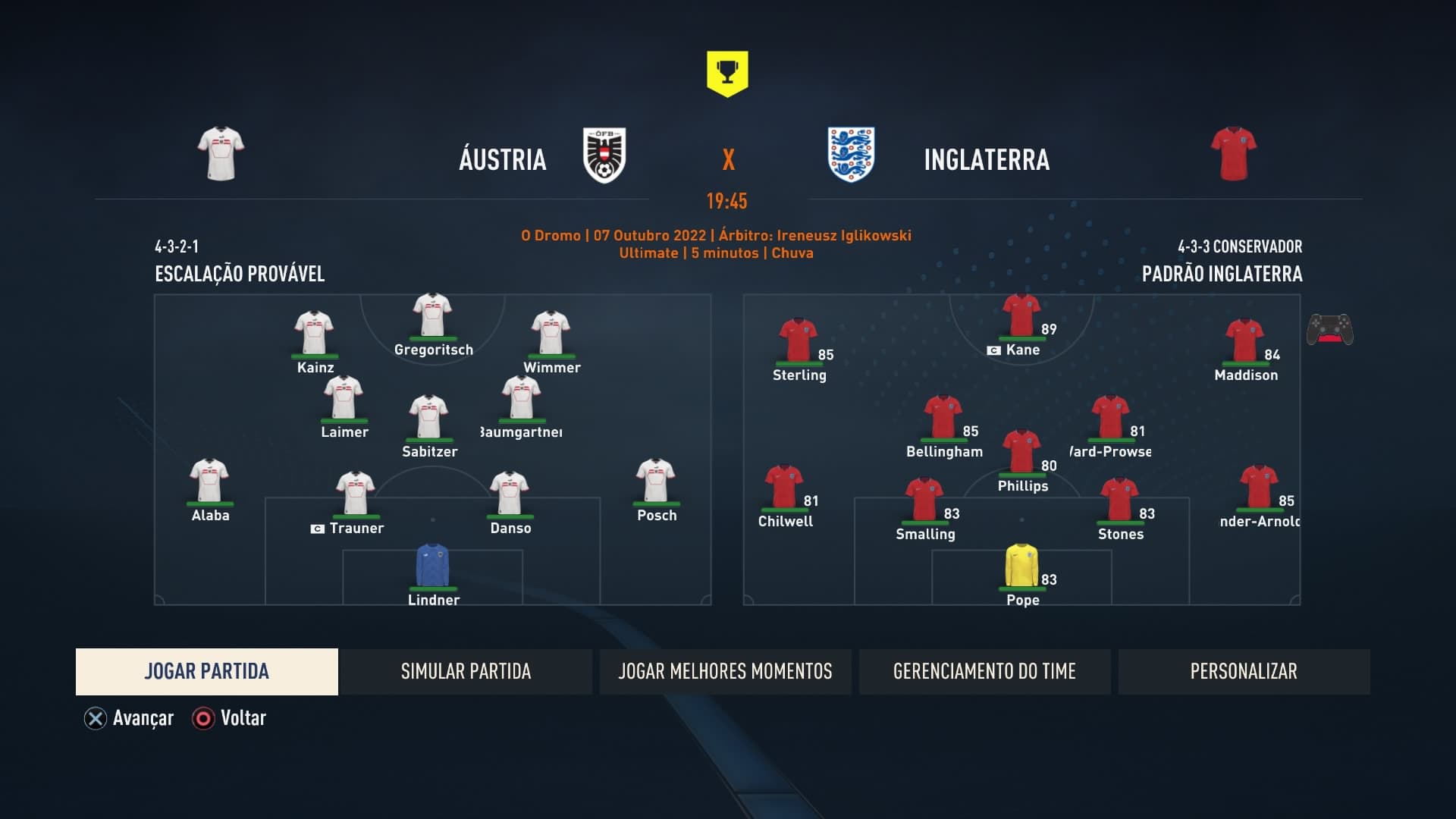 La nostra formazione titolare contro l'Austria ha segnato il nostro debutto con la nazionale inglese.