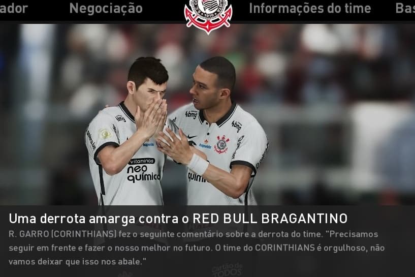Infelizmente faltando 3 rodadas para o brasileiro acabar, perdemos de 3 x 0 para o Bragantino. Nós jogadores do Corinthians pedimos descu…