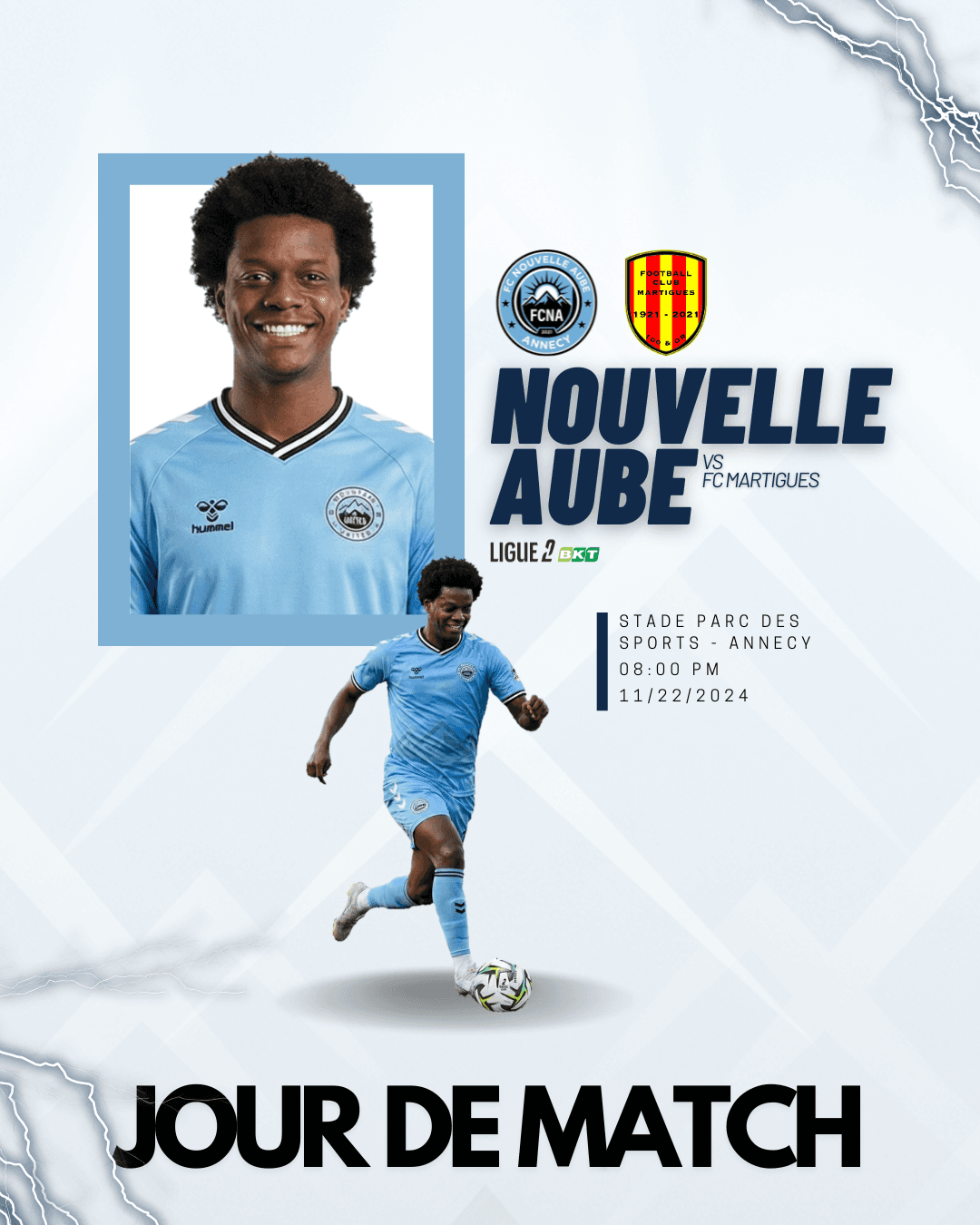 Dia de Jogo pela {@}[ligue2bkt](69702eb0a0c07cf22321fb89)!!! 🔥 🆚 FC Martigues 🏟️ Parc des Sports ⏰ 08:00 PM 🗓️ 11/22