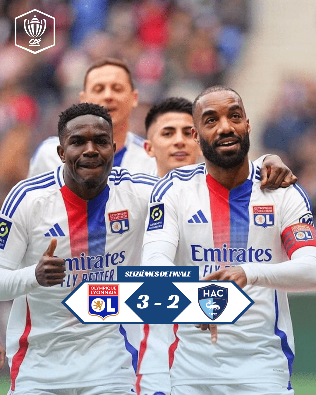 O Olympique Lyon vence bem em casa e se classifica na #coupedefrancecreditagricole