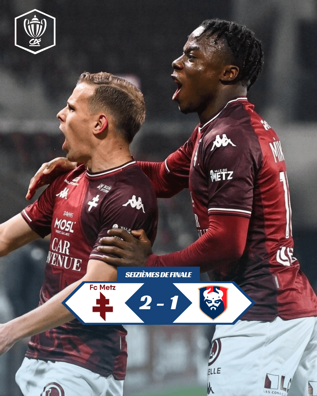 Em um jogo emocionante, FC Metz elimina o SM Caen por 2-1