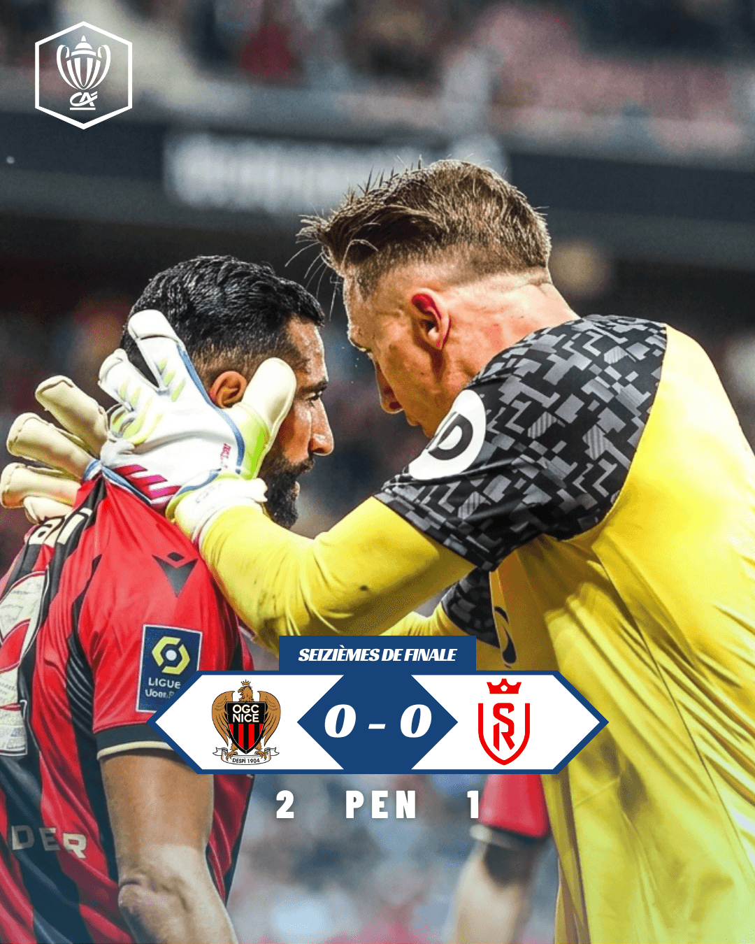 Em uma partida com muitas chances perdidas, o OGC Nice se classifica nos pênaltis contra o Stade Reims