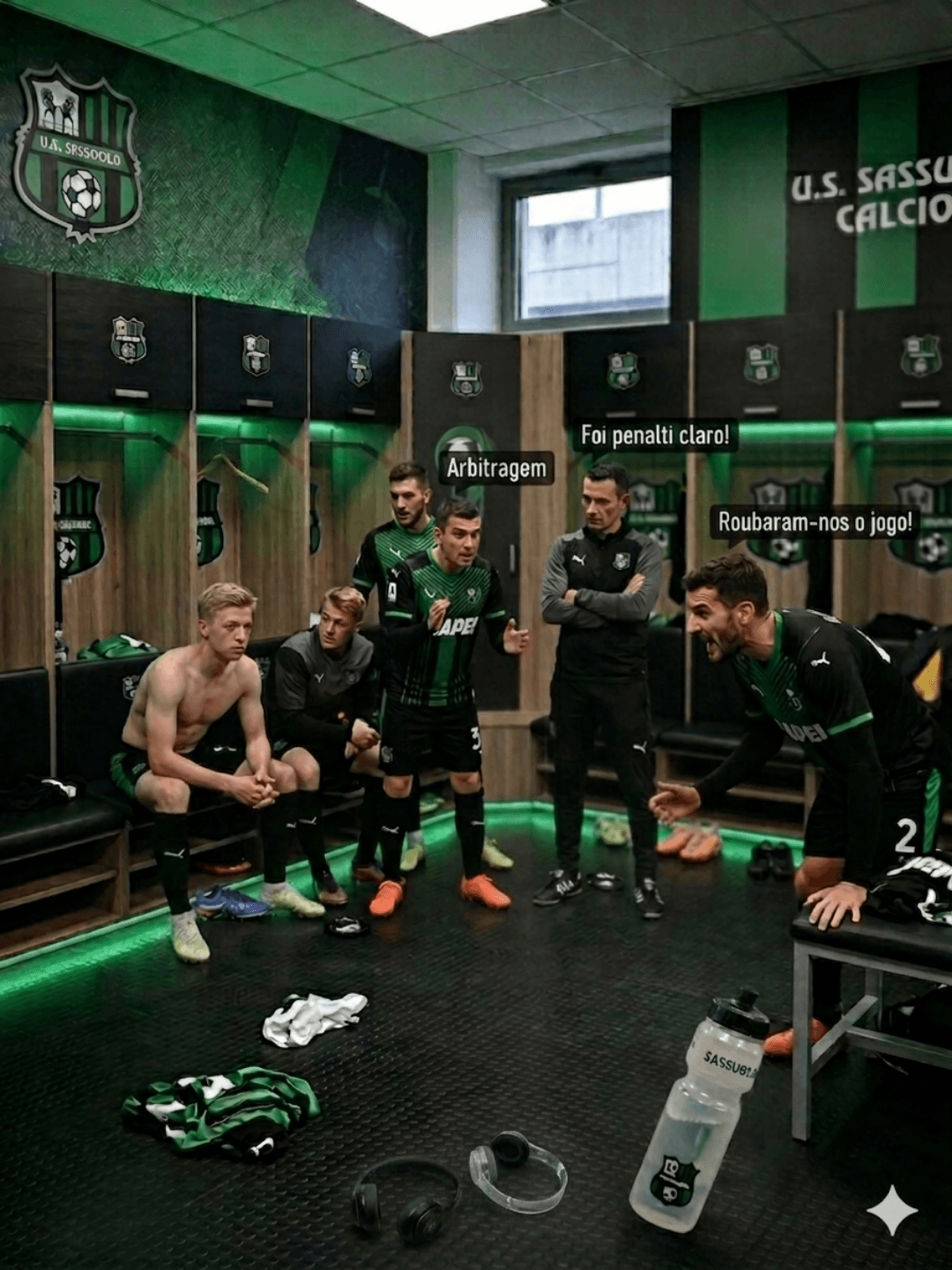 Jogadores do Sassuolo ficam muito chateados depois da partida entre Cremonese e Sassuolo, e reclamam muito dentro do balneário!⚠️