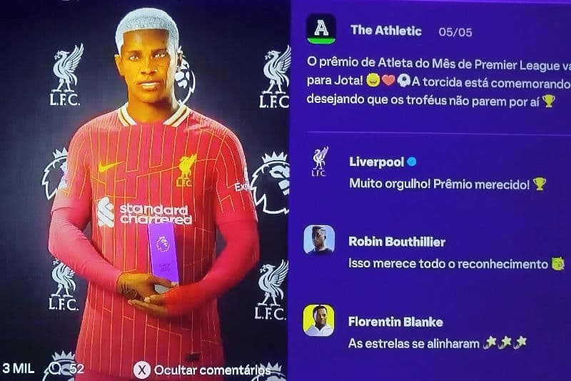 O prêmio de atleta do Mês de Premier League vai para Jota!🤩♥️⚽A torcida está comemorando e desejando que os troféus não parem por aí!🏆