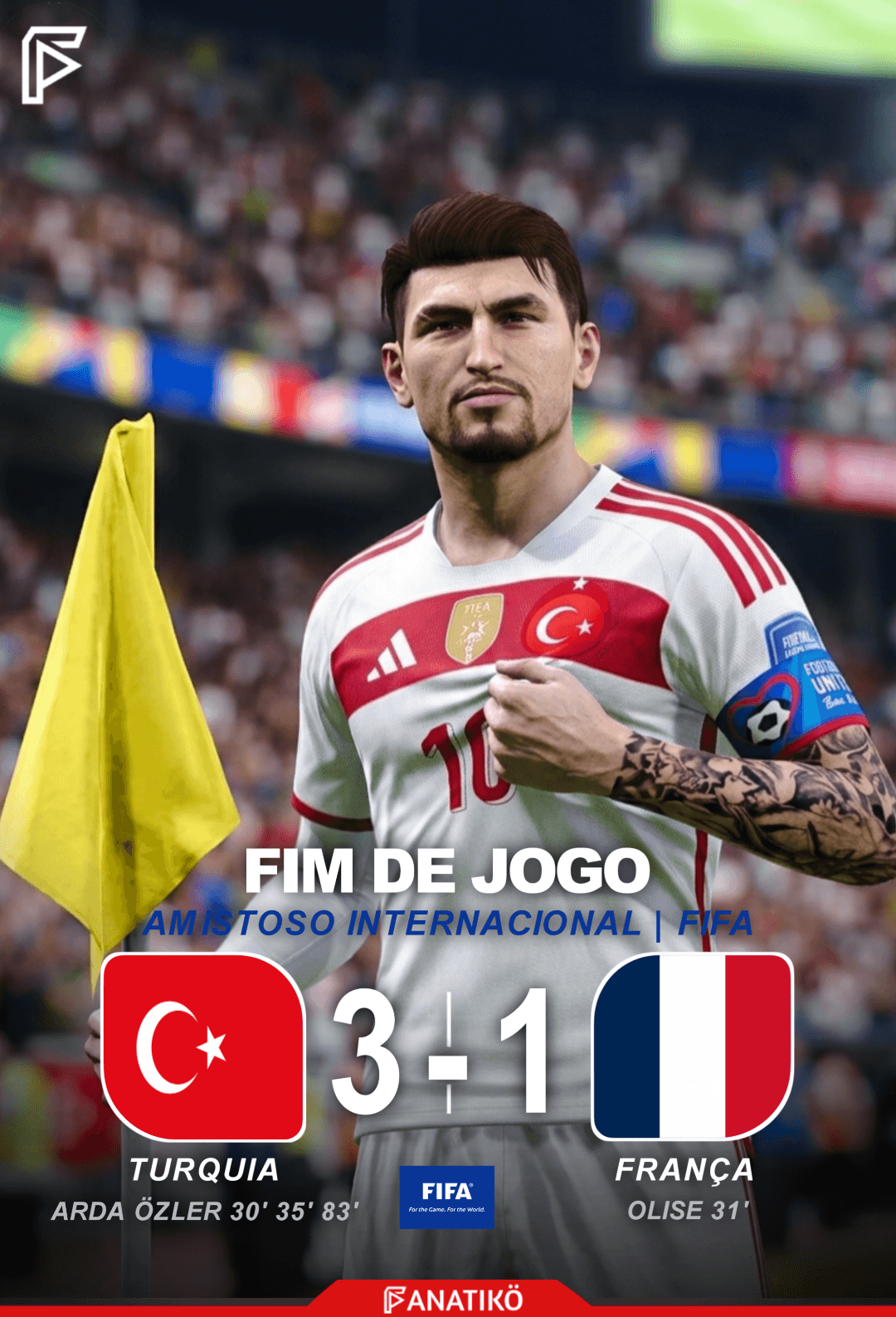 🔥🇹🇷 ARDA ÖZLER DESTRÓI A FRANÇA! Hat-trick, atuação de gala e vitória por 3 a 1 sobre os franceses. O camisa 10 foi o dono do amistoso…