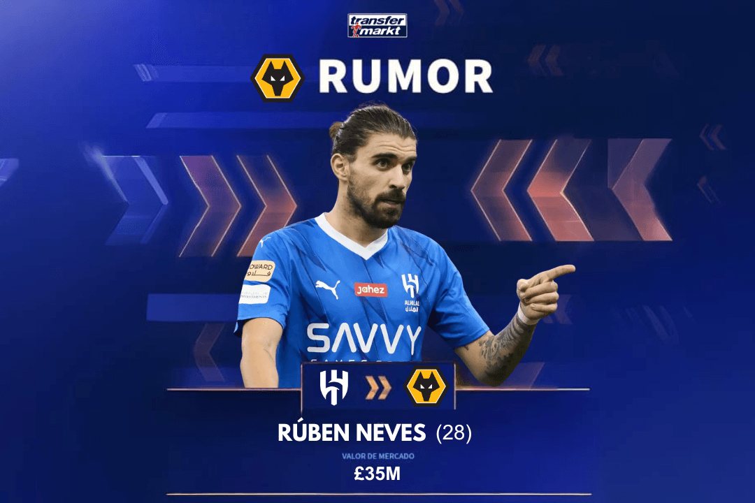 De volta ao Wolves? 🤔 De acordo com a ESPN, o clube inglês analisa uma possível volta de Rúben Neves, do Al Hilal, para ajudar a tirar o…