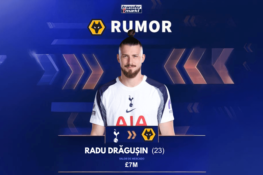 Vai sair do Tottenham? 🤔 De acordo com a UOL, o Wolverhampton estuda a contratação do zagueiro Radu Dragusin nessa janela de transferênc…