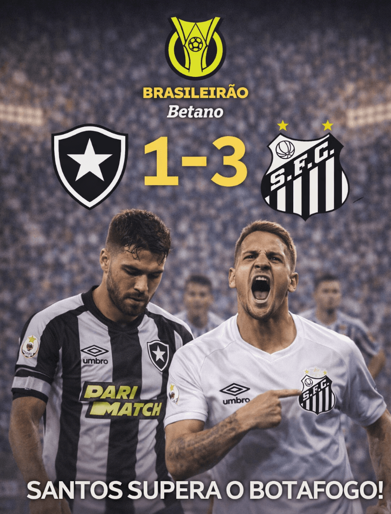 Santos vence o Botafogo por 3x1 fora de casa pelo Brasileirão, com atuação segura e eficiência ofensiva para garantir mais três pontos. (…