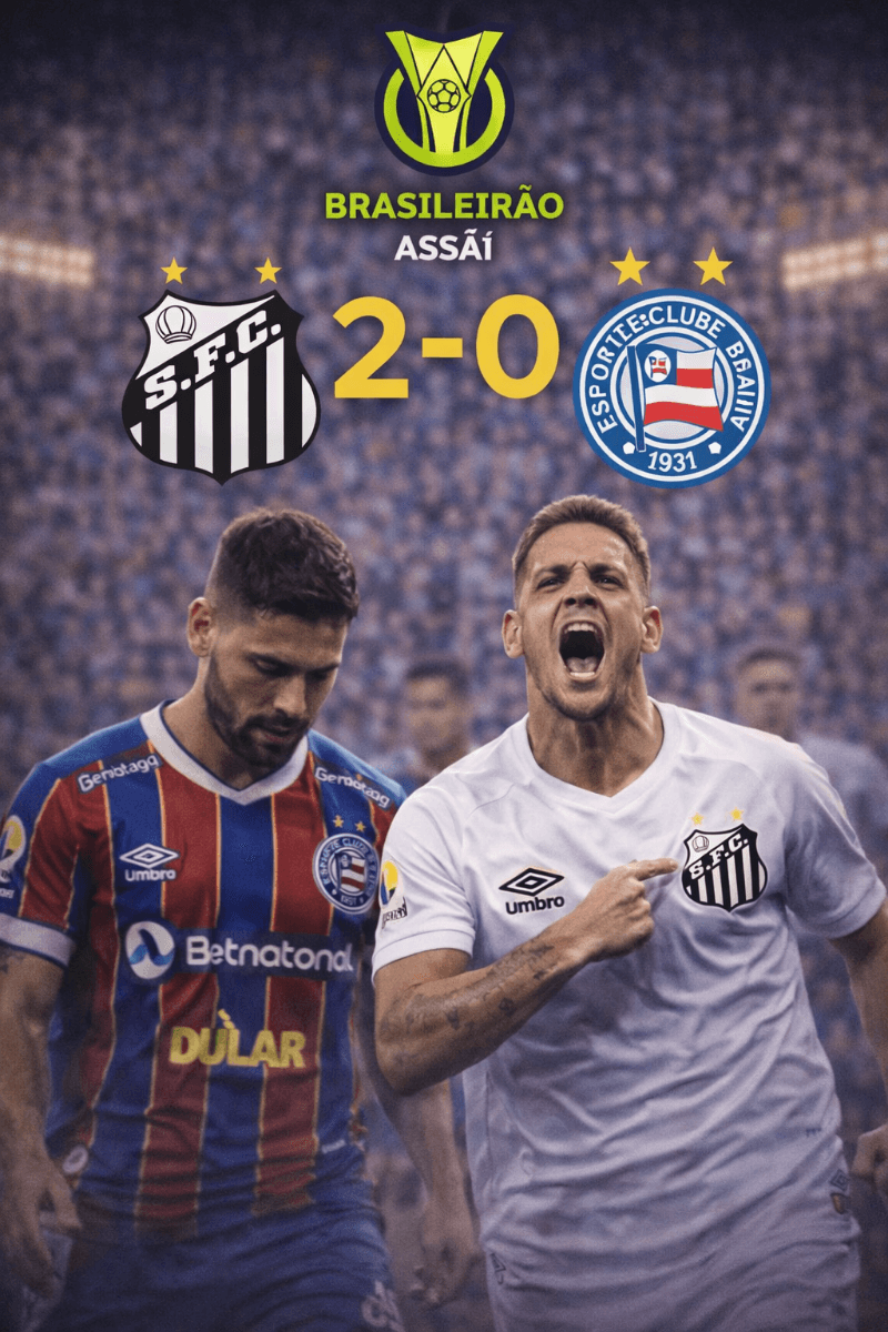 Santos vence o Bahia por 2 a 0, controla a partida do início ao fim e confirma mais três pontos importantes no Brasileirão. Atuação segur…