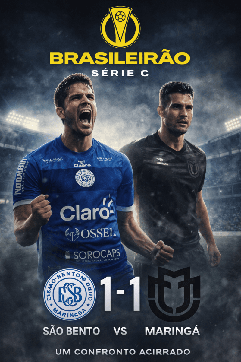 Empate equilibrado no Brasileiro Série C. São Bento e Maringá FC ficaram no 1–1 em um confronto intenso, com chances para os dois lados e…