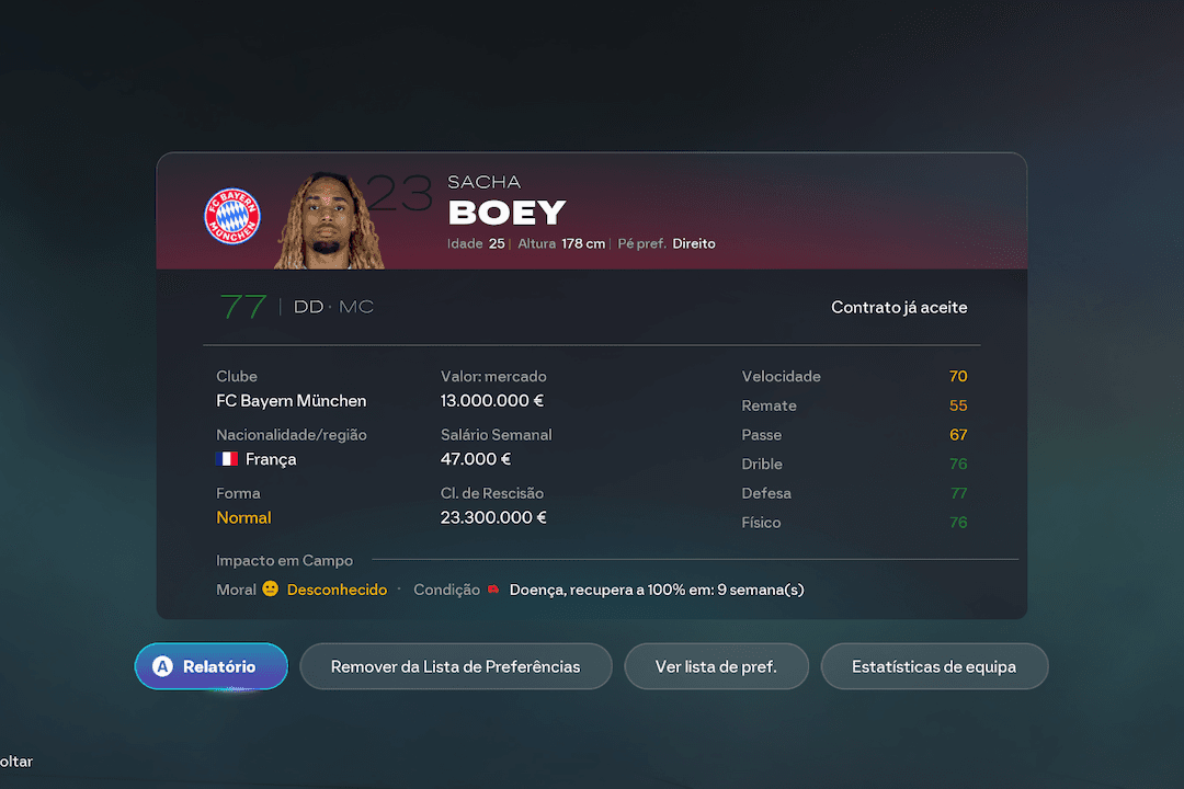 Sacha Boey foi reprovado nos exames médicos do Crystal Palace devido a uma doença que o afastará por, no mínimo, 9 semanas. A negociação …