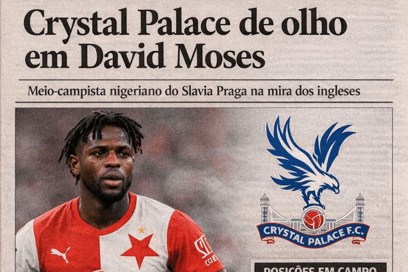 O Crystal Palace tem interesse em David Moses, meio-campista do Slavia Praga, de 21 anos. O jogador vem se destacando nesta temporada, in…