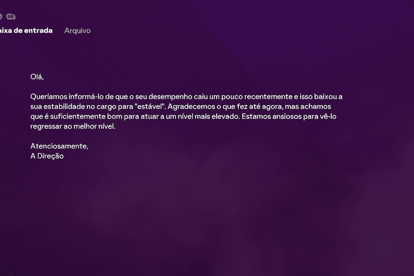Pós derrota para o Sunderland recebi este email da diretoria. Precisamos melhorar urgentemente