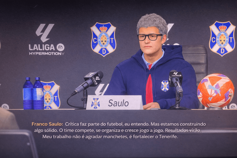 “Crítica faz parte do futebol, eu entendo. Mas estamos construindo algo sólido. O time compete, se organiza e cresce jogo a jogo. Resulta…
