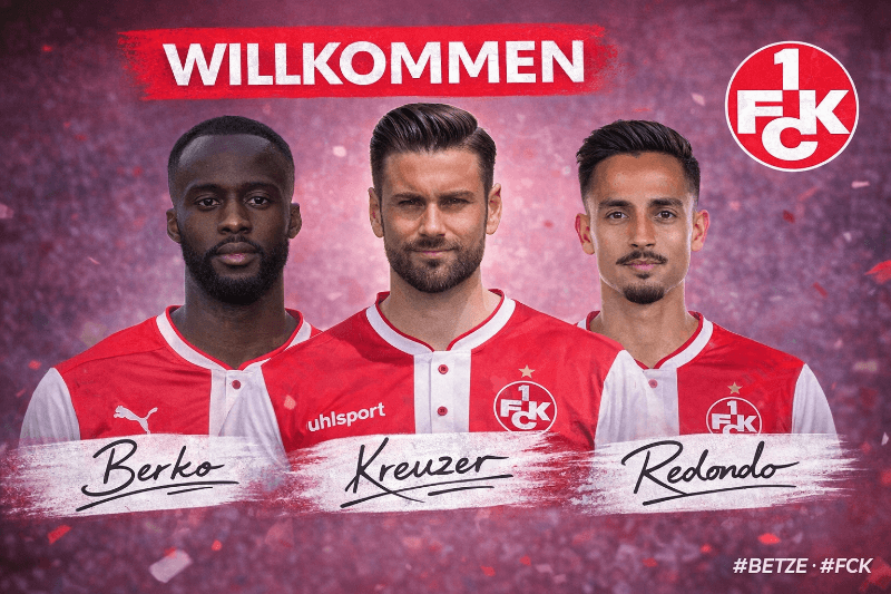 Começo de temporada e anúncio de craques! O Kaiserslautern anuncia a chegada de três jogadores por pré-contrato, são eles: Berko, ponta v…