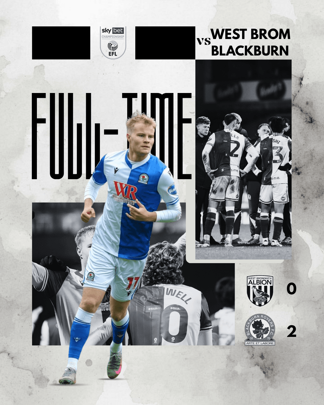 Full-time | Blackburn Rovers Fim do jogo no estádio The Hawthorns! A equipa visitante vence por 2-0! Com dois golos de Gudjohnsen antes d…