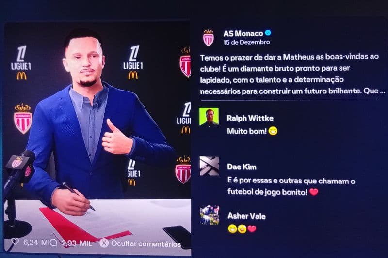 Sou muito grato ao AS Monaco pela oportunidade em um momento tão delicado da temporada. Sei que chego sem experiência no futebol profissi…