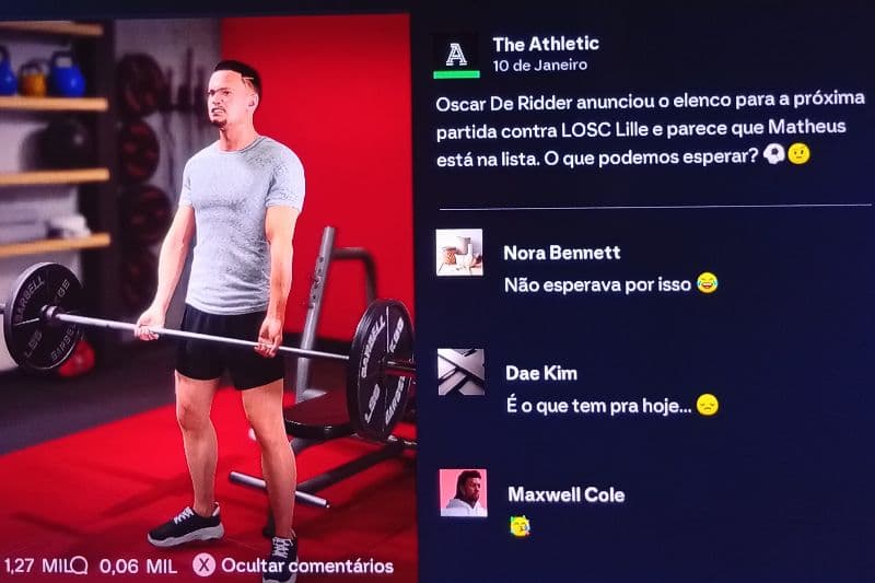 Queria agradecer o professor por me dar essa chance de mostrar o meu talento na equipe titular.