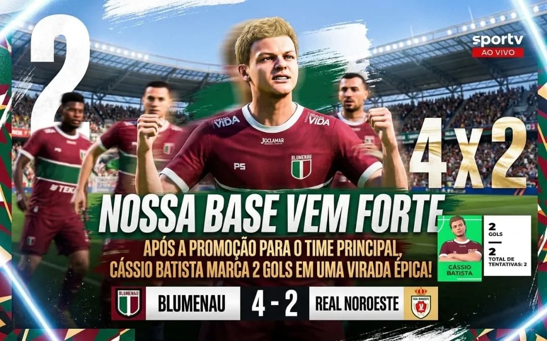 A safra está muito boa, além de fazer o gol de empate, também fechou o placar e garantindo a classificação.
