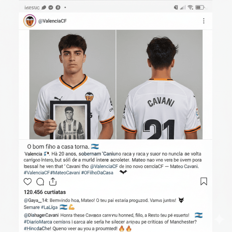 O Valência anunciaa volta de mateo cavani