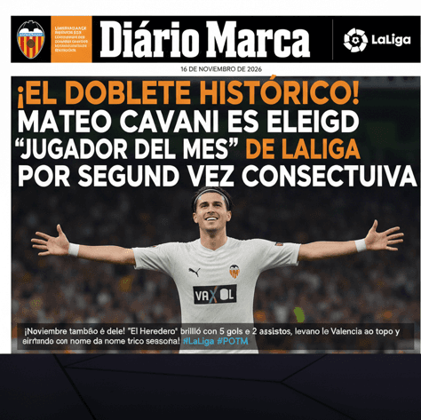 MESMO COM UM MÊS MUITO DIFÍCIL PARA O VALENCIA COM APENAS UMA VITÓRIA,O MELHOR JOGADOR DO MÊS DE SETEMBRO FOI NOVAMENTE PARA O ARGENTINO …