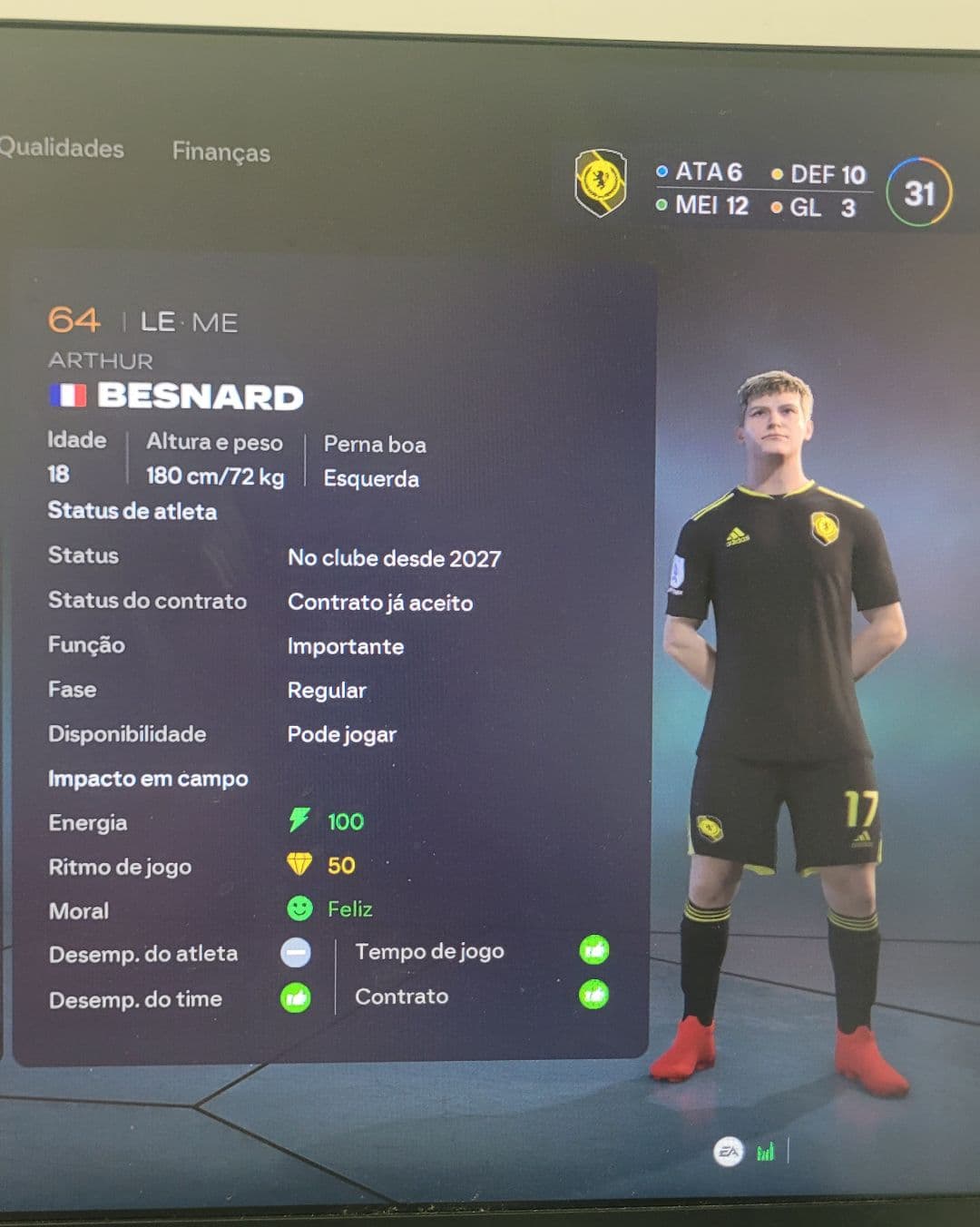 Frances Besnard chega ao clube também Muito bom lateral esquerdo com 17 anos