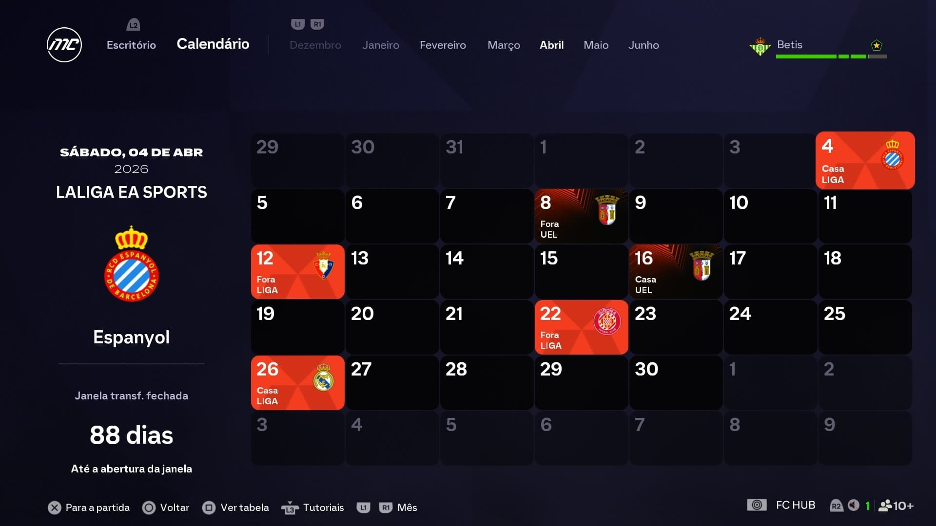 Jogos do mês de Abril. ⚽️