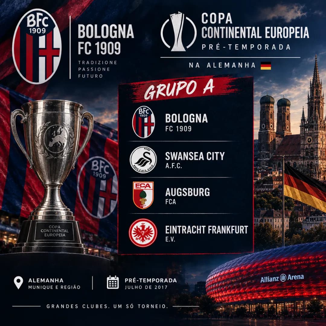 Confirmado que o Bologna irá participar da Copa Continental Europeia, que nessa temporada irá acontecer na Alemanha!