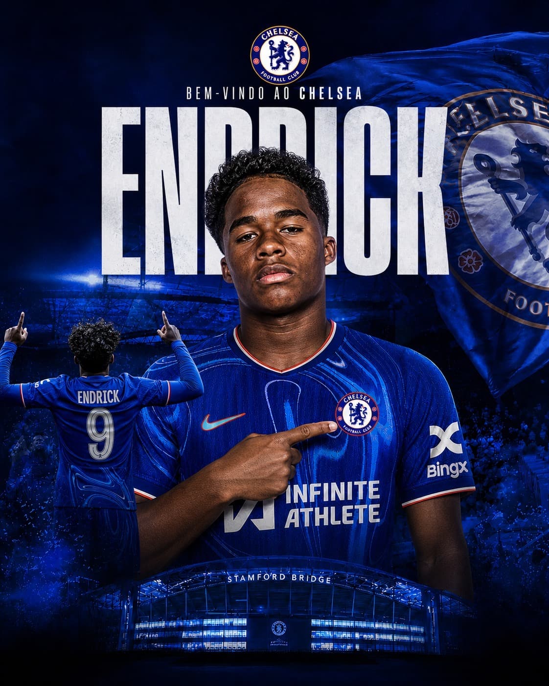 🚨 **OFICIAL EM STAMFORD BRIDGE!** 🔵🔥 Endrick chega ao Chelsea FC por **empréstimo até 2022 com opção de compra** 👀💙 Jovem talento br…