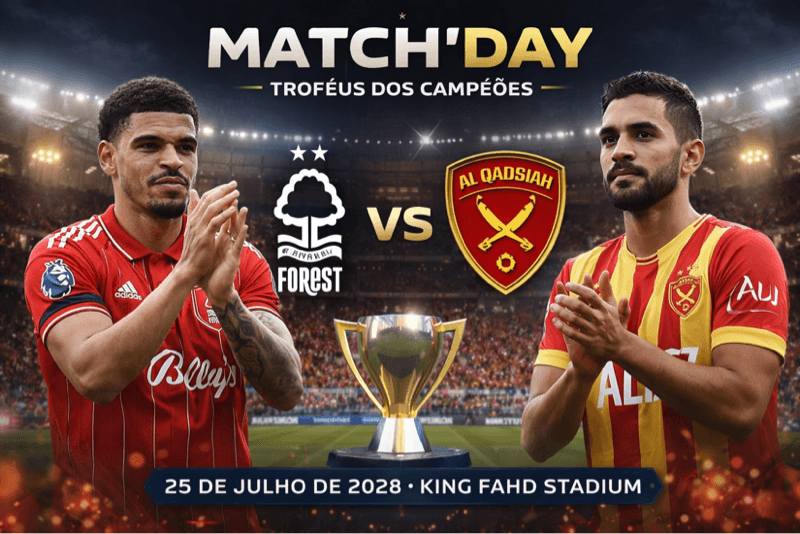 MATCHDAY 🏟️🔥 É dia de grande confronto! O Nottingham Forest entra em campo contra o Al Qadsiah pelo Troféus dos Campeões. 📅 25 de julh…