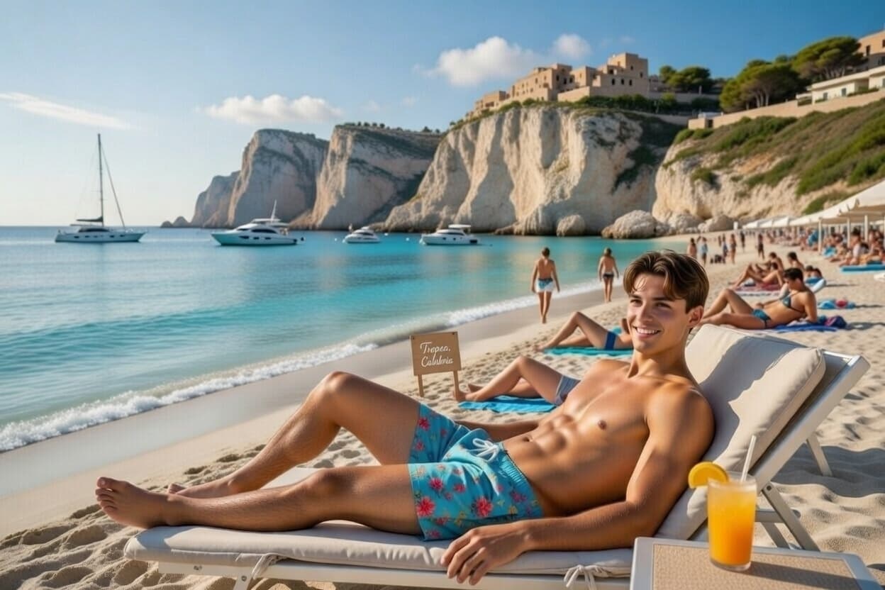 Aproveitando as férias nas praias de Tropea, em Calábria! 🏖️