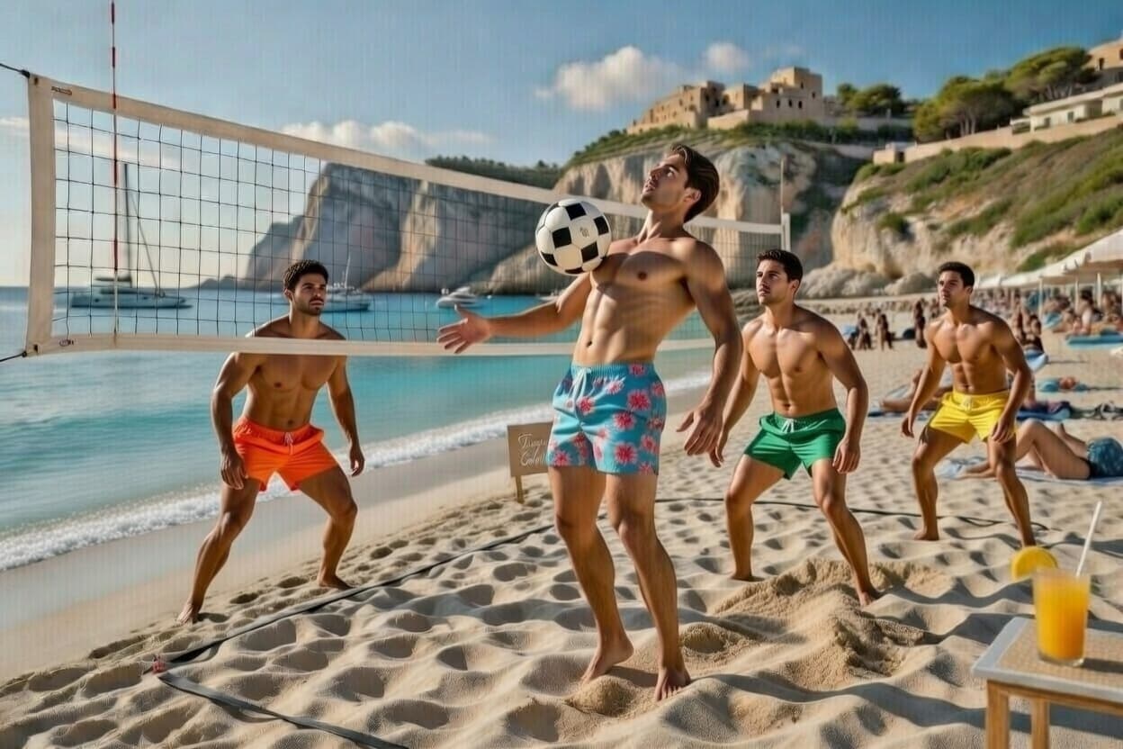 Jogando futevôlei 🌅🏐