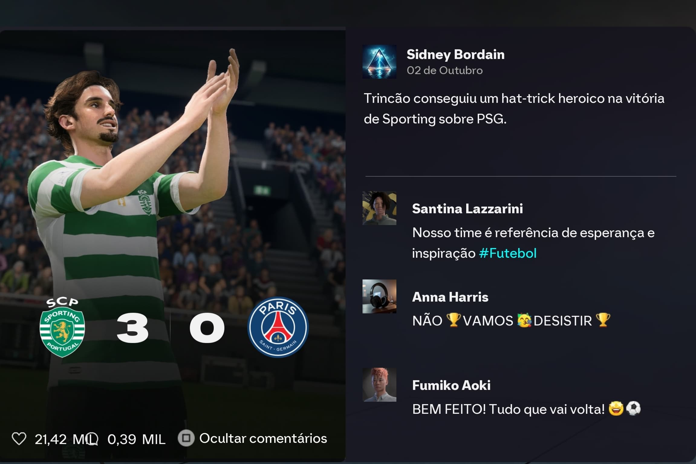Hoje o Sporting deu um show em campo!