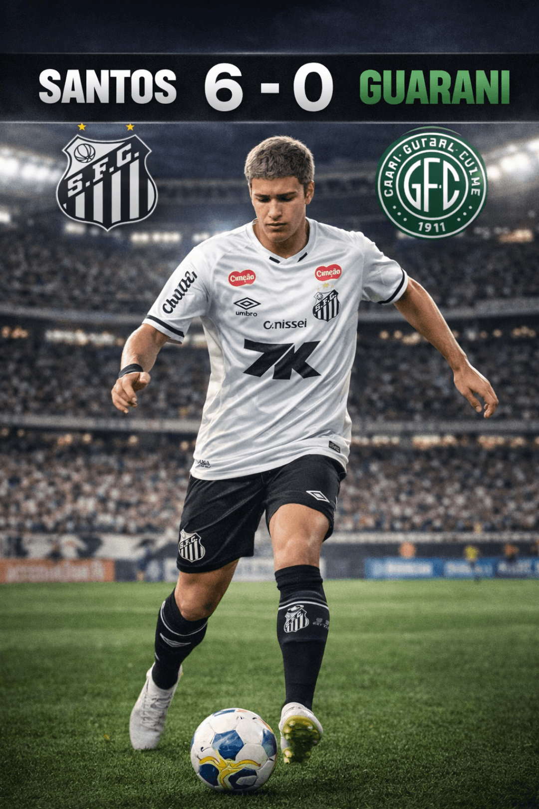 Vitória do Santos FC por 6 a 0 próximo desafio é o são Bernardo bela vitória do nosso time