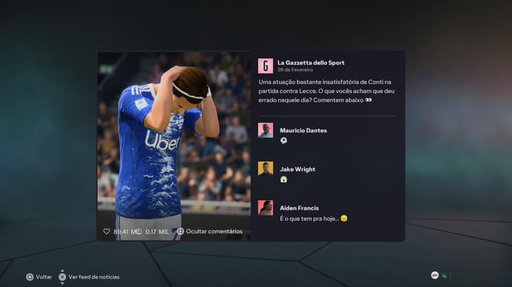 A torcida não está gostando da atuação de Conti! Será que está na hora dele sair do clube?
