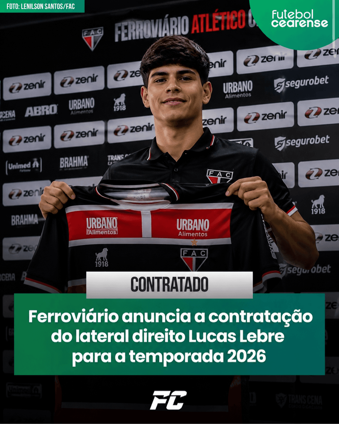 ⚫🔴 REFORÇO CORAL 🚂 Nesta terça-feira, o Ferroviário Atlético Clube oficializou a contratação de Lucas Lebre, lateral-direito de 19 anos…