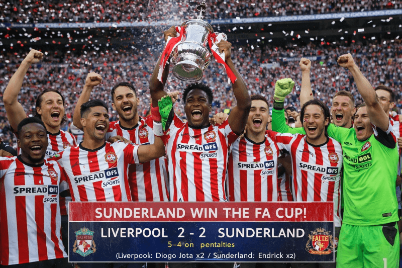 SUNDERLAND CONQUISTA A FA CUP EM FINAL HISTÓRICA CONTRA O LIVERPOOL Em Wembley, o Sunderland chocou o país ao vencer a FA Cup. Após empat…
