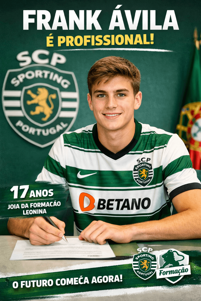 FRANK ÁVILA É PROFISSIONAL! O Sporting Clube de Portugal anuncia a assinatura do primeiro contrato profissional de Frank Ávila, de apenas…
