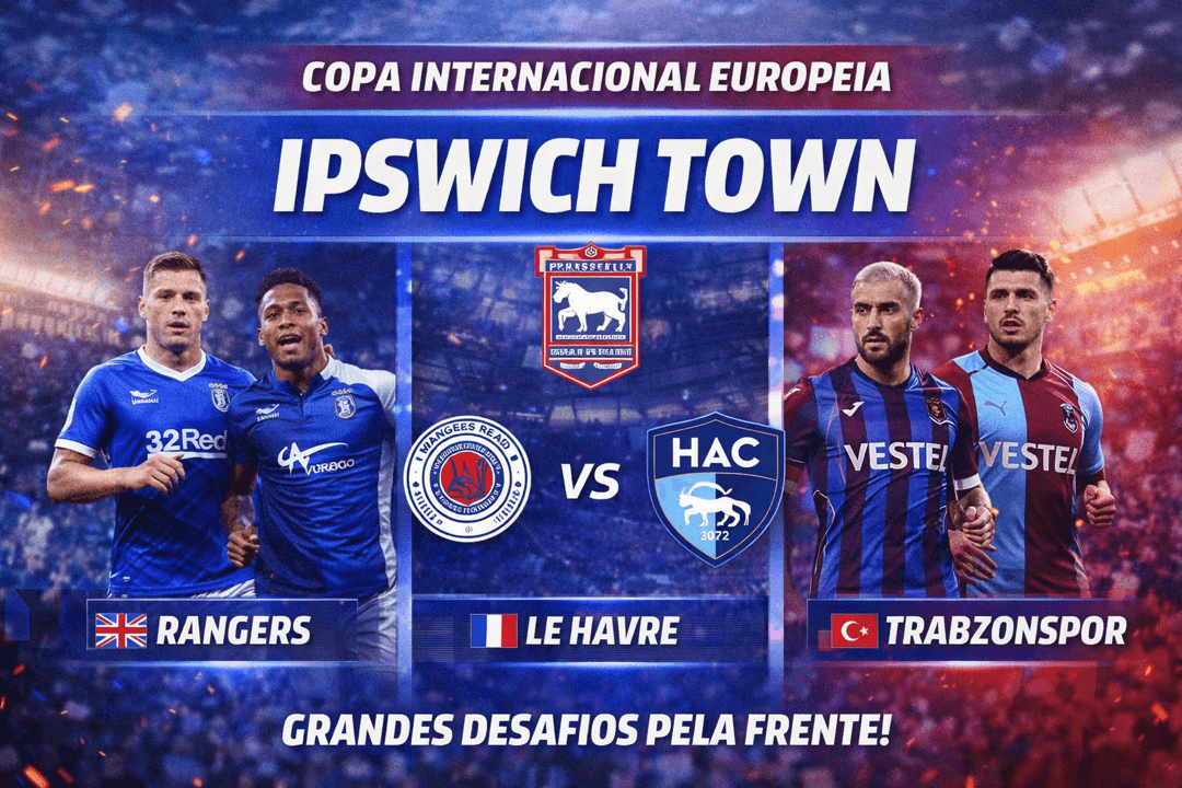 🌍🔥 COPA INTERNACIONAL EUROPEIA 🔥🌍 Desafios de peso pela frente! 💪⚽ O Ipswich Town já conhece seus adversários: 🇬🇧 Rangers 🇫🇷 Le …