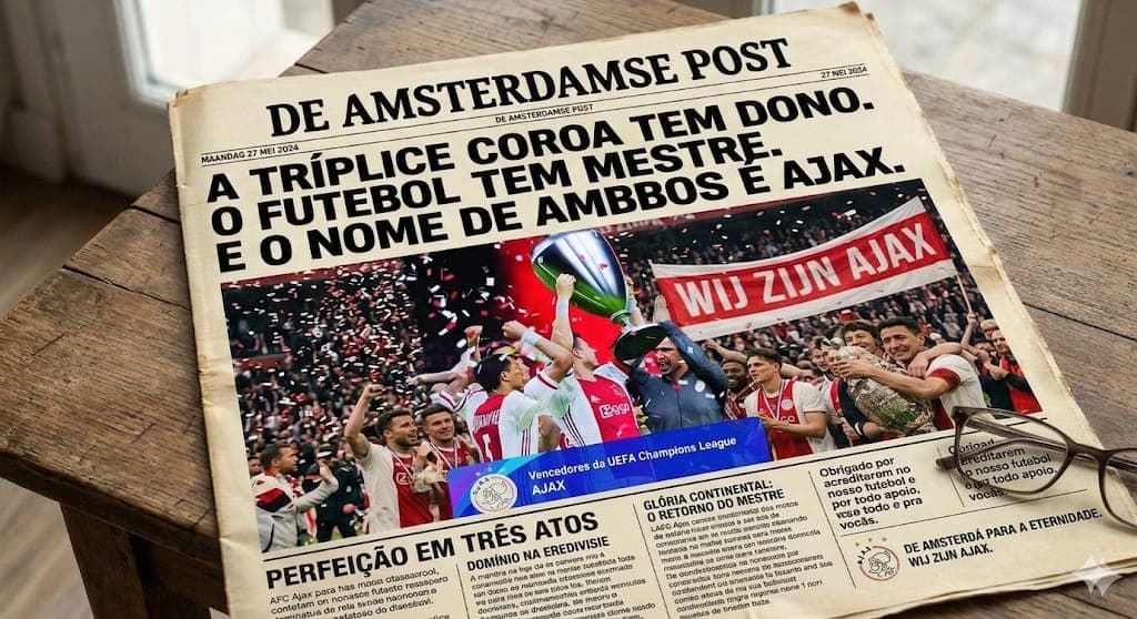 "A TRÍPLICE COROA TEM DONO. O FUTEBOL TEM MESTRE. E O NOME DE AMBOS É AJAX." 🙌🏽😭🤩🏆🏆🏆🔴⚪ Obrigado por acreditarem no nosso futebol …