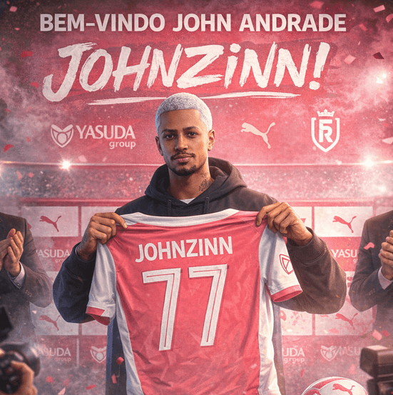 Bem-vindo ao próximo capítulo. Johnzinn chega ao Stade de Reims com sonhos grandes, pés no chão e fome de história. 🇫🇷⚽ #JohnzinnNoReim…